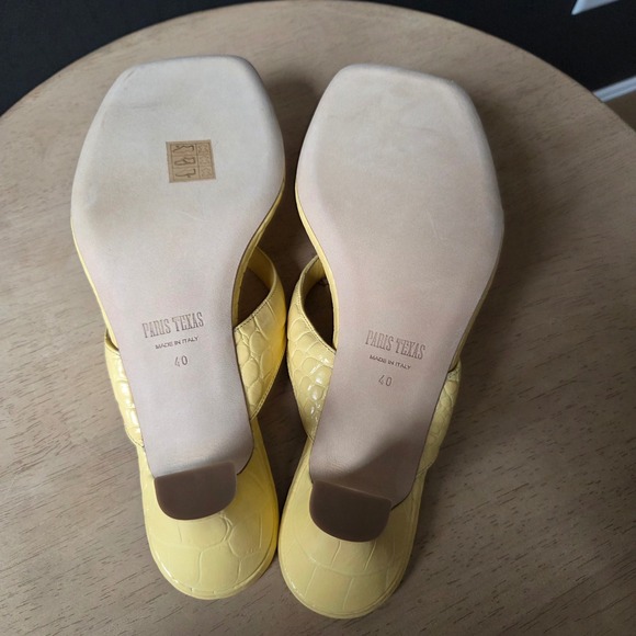 NIB Paris Texas Embossed Croc Portofino Thong Mule Banana Yellow Heels EU40 US10 - Picture 8 of 15